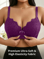Women's Plus Size Lace Push Up Bra Underwire Side Support Anti-Sagging with Wide Adjustable Straps Brassiere