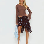 Women Polka Dot Mini Skirt See Through Mesh Sheer Ladies Aesthetic Y2K Clothes High Waist Sweet Midi Boho Skirt Streetwear