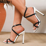 Summer Sexy High Heels Sandals Women's Fashion Cross Strap Open Toed Sandals Wedding Party Stripper Pumps Shoes Large size 35-42