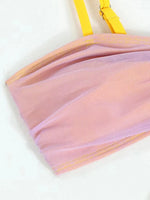 2024 New Sexy Solid 3 Piece Mesh Skirt Bikini Set Swimwear Women Strapped Push Up Swimsuit Female High Cut Backless Bathing Suit