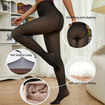 200g Womens Fleece Lined Fake Transparent Tights Thick High Waist Stretch Thermal Pantyhose Windproof For Cold Weather Suitable