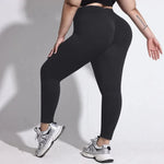 STOUREG Women's Plus Size Seamless Yoga Pants High Support Fitness Workout Pants High Waist Running Sports Cycling Pants
