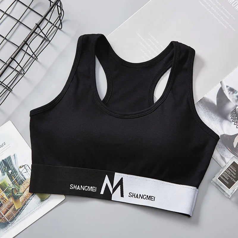 Women Racerback Cotton Blend Sports Cami Bra Stretch One Size Casual Daily Under Top Color Block Letter Band Tank Top