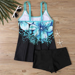 Plus Size Vintage Print Tankini Set Two Piece Swimdress Panty Bathing Suit Beachwear Beach Swimwear Retro Summer Swimsuit New