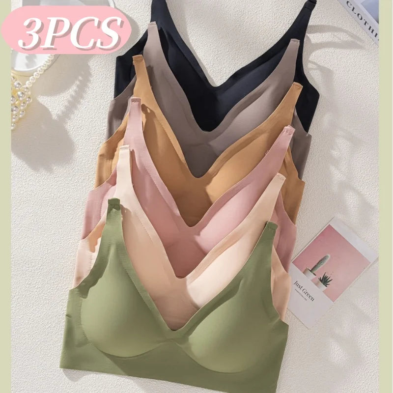 3Pcs/Set Seamless Bras Wire Free Brassiere Women Underwear Female Sexy Lingerie Plunge Underwear & Sleepwears Intimates