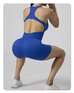 Seamless Yoga Jumpsuit Sleeveless Shorts One Piece Yoga Suit Sexy Cutout Backless Top Women Playsuit Gym Summer Workout Clothes