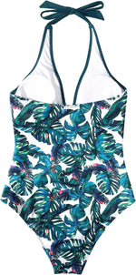 S - XXL Wrinkled Halter V Neck One Piece Swimsuit Women Swimwear Female Monokini Backless Bathing Suit Swim Beachwear Bodysuit