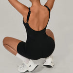 Padded Sports Jumpsuit Short Women Yoga Sets Gym Bodysuits Sexy Backless Fitness Jumpsuits Female Push Up Workout Overalls