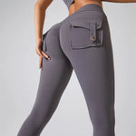 DIAS FIT JOY Nylon Yoga pants buttocks pocket tight pants women's sports fitness pants hip lifting Breathable No T Line