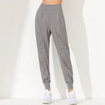 Hearuisavy Yoga Pants Loose Slim Quick-Dry Yoga Pants Pleated Hem Bound Running Fitness Capris Pockets Jogging Pants Woman