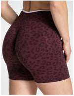 Leopard Print Gym Shorts Women Seamless High Waist Scrunch Butt Lifting Yoga Shorts Workout Running Fitness Tummy Control Shorts