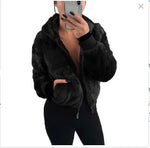 Phantasy Women's Hoodies Women Clothing Streetwear New Style Fashion Hooded Imitation Fur Plush Coat Solid Color Jacket Female