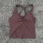 Solid Color Cross Back Tank Top Women Fitness Sport Bra Top Soft Tight Comprehensive Training Gym Yoga Underwear With Chest Pad