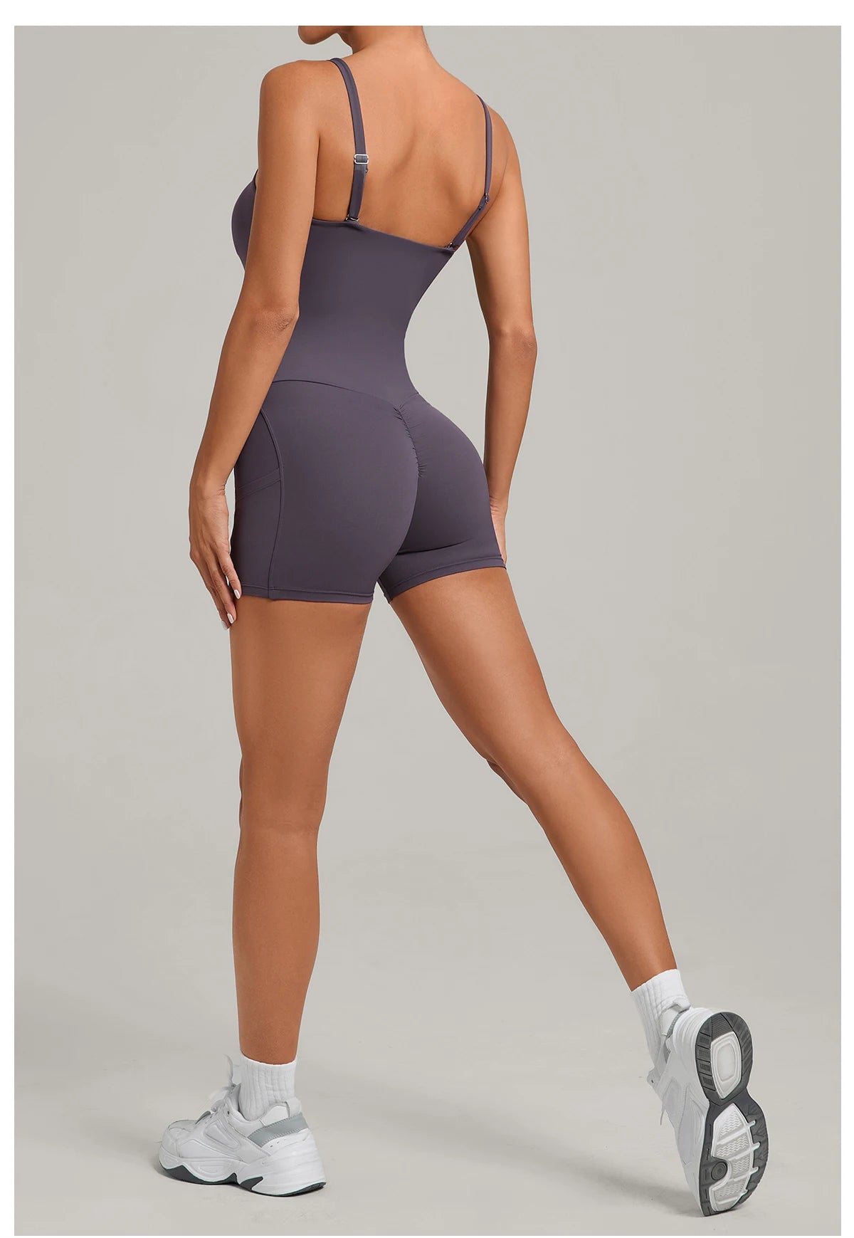 Womens Two Way Wear Bodysuit Sleeveless Yoga Stretch One Piece Romper Sexy Fitness Side Pockets Sportwears Bodysuit