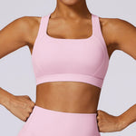 Hearuisavy Sports Bra Gym Underwear High Strength Shockproof Running Yoga Crop Top Breathable Pilates Push Up Fitness Tops Women