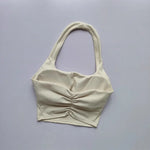 Women's Yoga Sports Bra Sexy Neckband Chest Cushion Beautiful Back Fashionable Pleat Gathering Sports Bra for Fitness