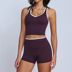 Tight Naked Yoga Shorts Suit Women Double Strap Sports Bra High Waist Flare Leggings Fitness Suit Gym Running Workout Clothes
