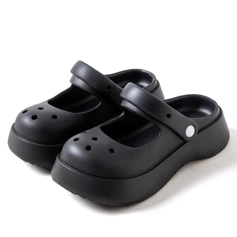 Fashion Mary Jane Garden Shoes Woman Platform Slippers Cute DIY Thick Sole Girls Summer Indoor Beach Slides Ladies Footwear