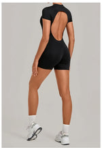 Women's Seamless Yoga Jumpsuits Fitness Sports Hip-lifting Backless Short-sleeved Training Gym Workout Shorts One-piece