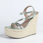 2026 New Big Size 43 Summer Bohemain Espadrilles Wedges Sandals Women High Heels ShoesAnkle Strap Platform Sandals