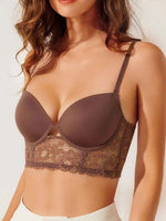 Cross-Border European and American Lace Lingerie for Women, Smooth Backless Bra with Beautiful Back Design, Soft Underwire Bra, Minimizer Bra for Large Busts, Lift-Up Bra