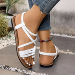 Women Beach Braided Brown Sandals Women Flats Casual Open Toe Sandalias Summer 2026 New Fashion Casual Walking Shoes