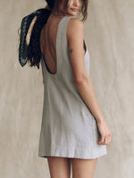 2025 Summer Mini Dress New Women's Clothing Fashion Elegant Loose Vestidos Vacation Solid Color Female Sleeveless Vest Dresses