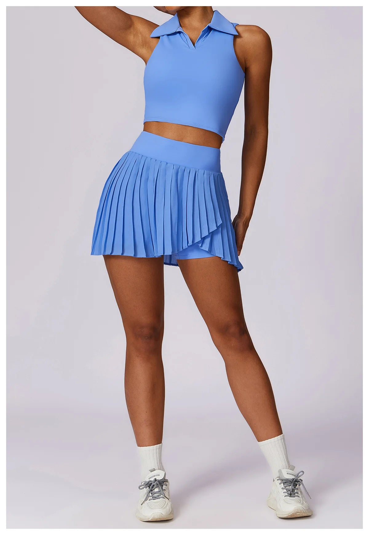 Sports Tennis Short Skirt Women's Summer Pleated Fake Two-piece Quick Drying Skort Fitness High Waist Pocket Yoga Running Skirts