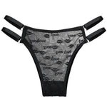 Love Letter Print Women Briefs Mesh Transparent Ring Buckle Adjustable Hollow-out Underwear Low-waist Panties String Lingerie