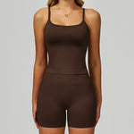 2 Pieces Women's Seamless Yoga Set Fitness Running Sports Set Slim Fit High Waist Beautiful Back Tracksuit