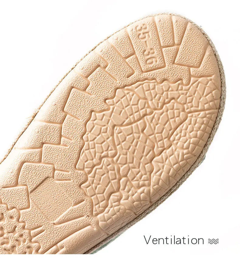 Breathable Cotton Flax Slippers For Women Men Indoor Shoes Anti-slip Light Weight Cute Cartoon Couples Home Floor Slides