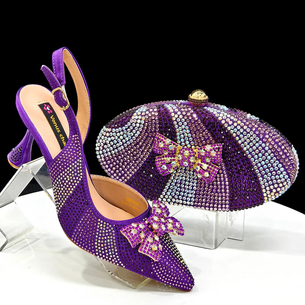 DoershowAfrican fashion Italian Shoes And Bag Sets For Evening Party With Stones coffee Italian Handbags Match Bags! Ho1-1