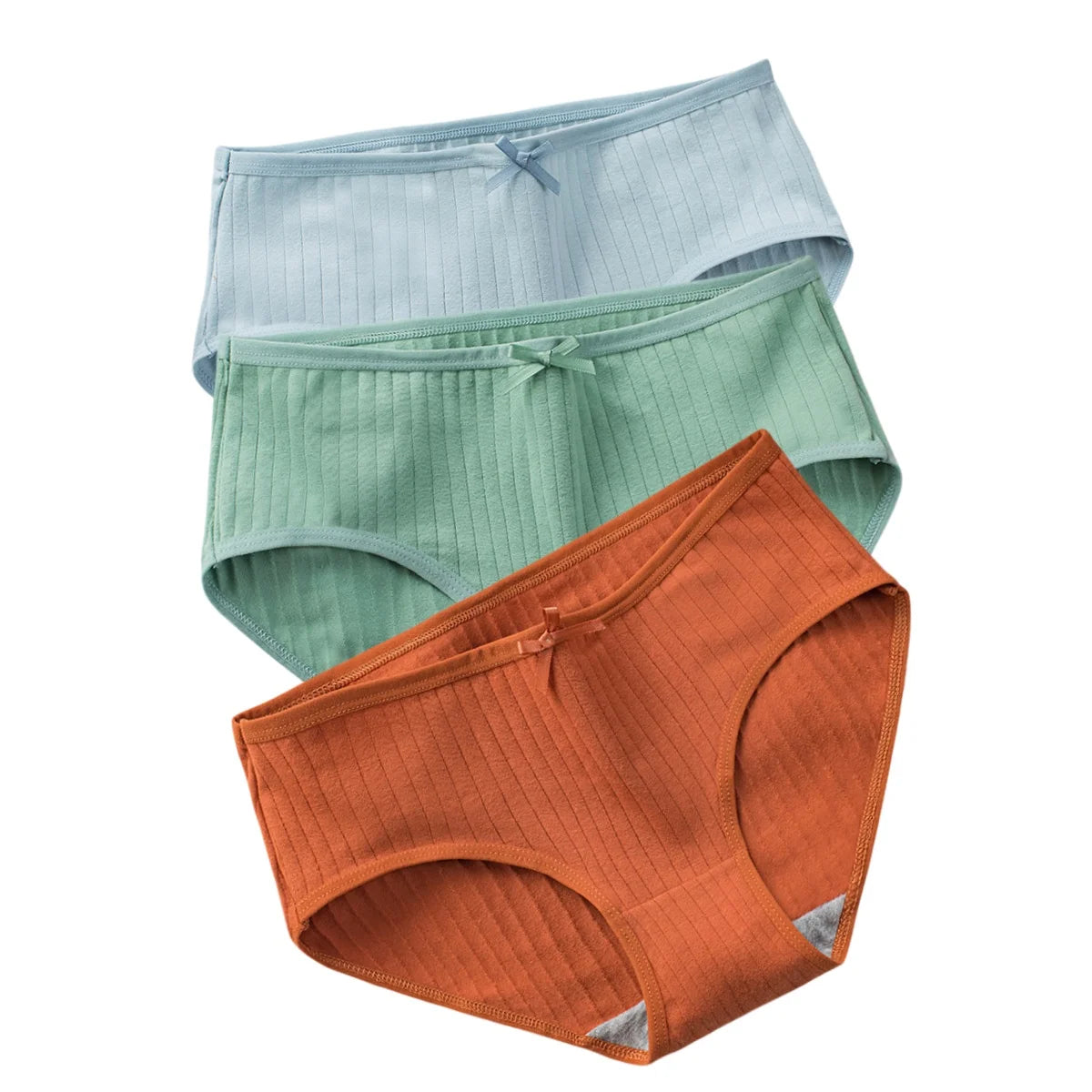 3Pcs/Set Cotton Panties Low Waist Briefs Solid Color Lingerie Women Underpants Comfy Breathable Underwear Intimates
