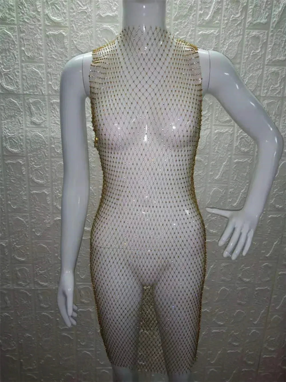 12 Colors New Sexy Mesh Diamond Crystal Turtleneck Dress Swimsuit Bikini Cover Up Nightclub Beach Cover Ups for Swimwear Women