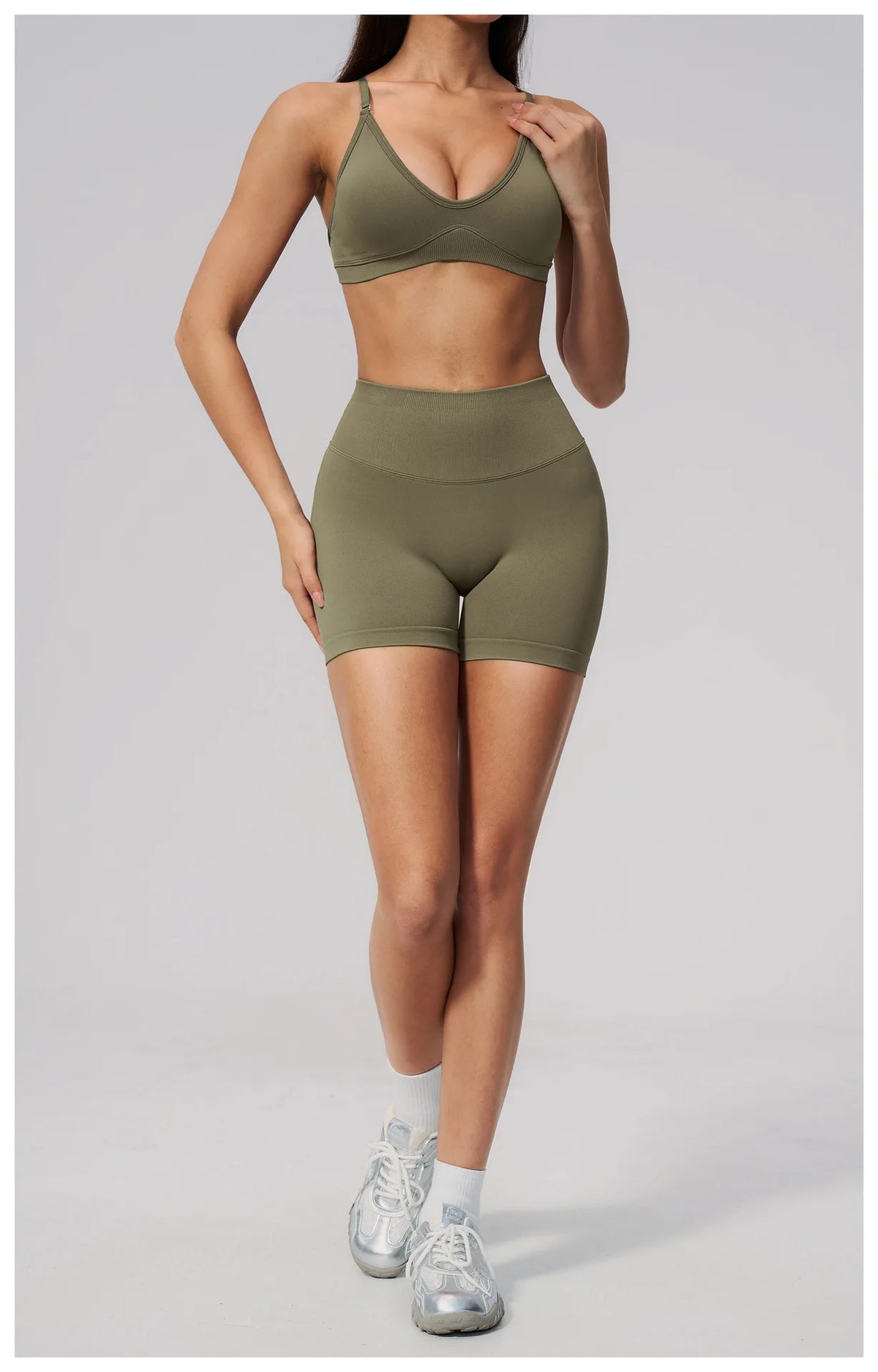 Seamless Yoga Excersize Sets Women Cross Back Sports Bra Tracksuit Workout Clothes High Waist Hip Lifting Shorts Fitness Suits