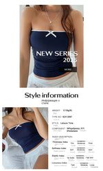 Spring Summer Women's Top Basic Bow Crop Top Lady Sweet Casual Tank Top Vacation Beach Dress up Korean Blouse Female Clothes