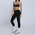 Tight Naked Yoga Shorts Suit Women Double Strap Sports Bra High Waist Flare Leggings Fitness Suit Gym Running Workout Clothes