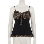 American Hotsweet Y2k Leopard Camisole Women Retro Streetwear E-girl 90s Dark Gothic Sexy Patchwork Lace-up Crop Tank Top Femme