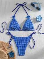 Sexy Micro Bikini 2024 Gingham Print Swimsuit Female Swimwear Women Strings Thong Bikinis Set Bather Beachwear Bathing Suit Pool