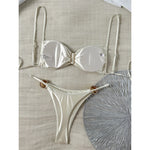 Sexy Metal Ring Bikini Women Swimwear Female Swimsuit Two-Pieces Bikini Set High Cut Leg Padded Bather Bathing Suit Swim V8311