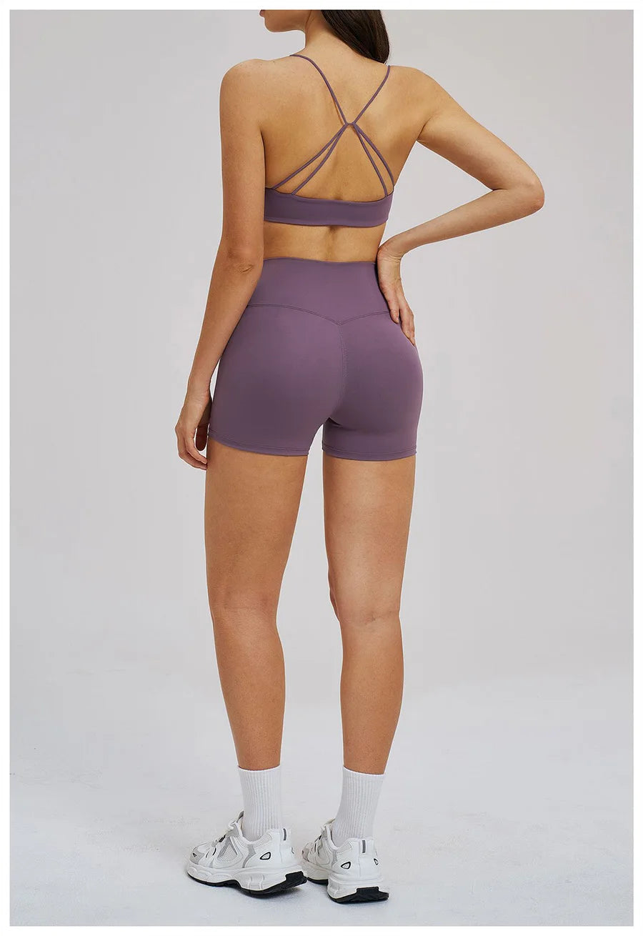 Women 2 Piece Gym Workout Set Female Bra Yoga Shorts Vest Fitness Wear Quick-DrySports Bra Suits Sportswear Tracksuit Outfits