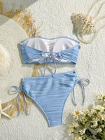 XS - XL Wrinkled Shells Bandeau Bikini Women Swimwear Female Swimsuit Two-pieces Bikini Set Bather Bathing Suit Swim Beachwear