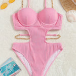 Sexy Ribbed Underwired Bra Cup Female Swimwear One Piece Swimsuit Women Backless Monokini High Cut Bathing Suit Swim Bodysuit