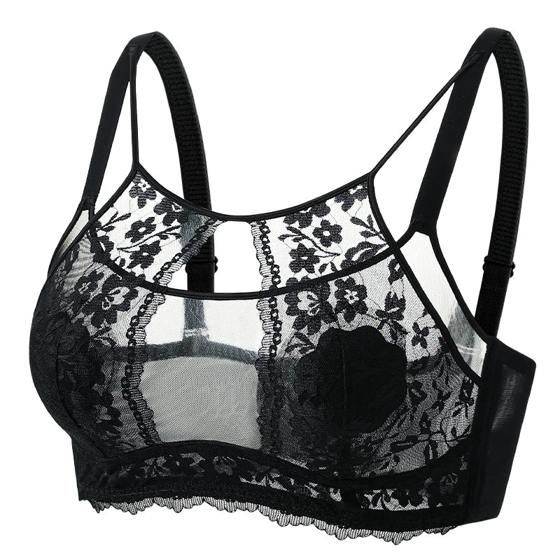 MOYISU Grande Taille Ultra Thin Bra Sheer Lingerie High Bust Anti Sagging Support Push Up Sexy Summer Bralette Large Cup Women