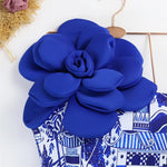 2024 Sexy Sling Ruffle Solid Two Pieces Bikini Women High Waist 3D Flower Swimsuit Skirt Summer Backless Beachwear Bathing Suit