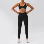 Hearuisavy Summer 2PCS Long Sleeve Gym Set Women Yoga Clothes Quick-Drying Sportswear Running Leggings Workout Sports Crop Top