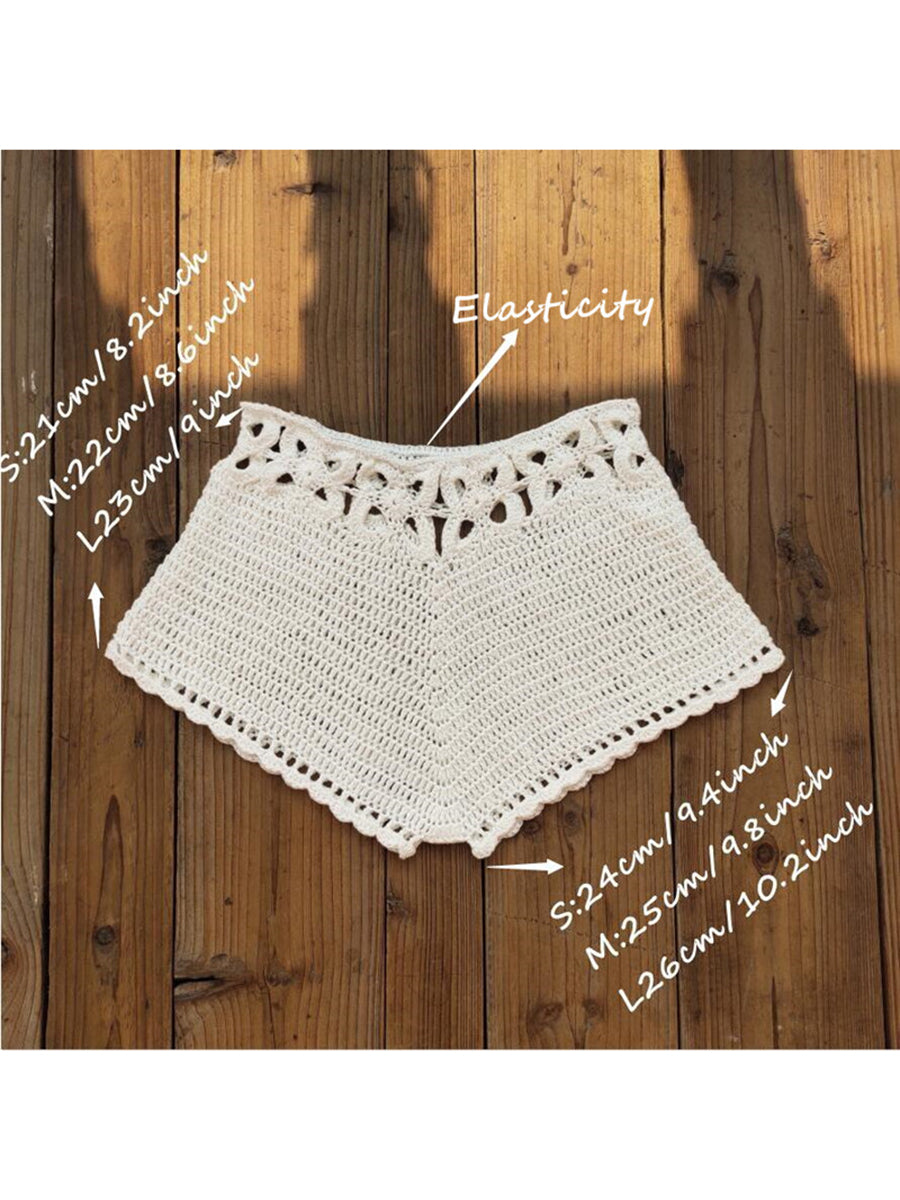 Women´s Beach Shorts Knit Crochet Cutout Bathing Suit Bottoms Drawstring Beach Board Shorts Summer Hot Shorts Streetwear