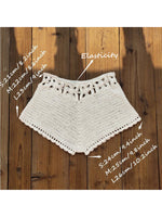 Women´s Beach Shorts Knit Crochet Cutout Bathing Suit Bottoms Drawstring Beach Board Shorts Summer Hot Shorts Streetwear