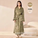 2026 Autumn Winter New Thick Coral Fleece Couple Bathrobe, Long Flannel Robe for Men Women Warm Home Pajamas Loungewear