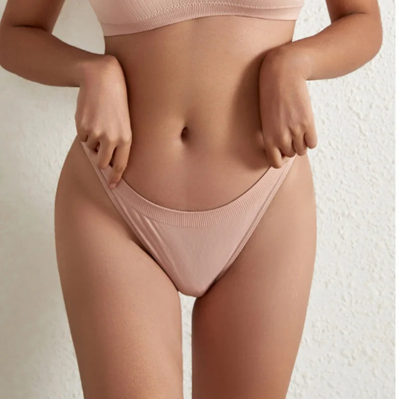 5Pcs/Set Women Seamless Brazilian Panties Solid Color High Leg Cut Briefs Sexy Underwear Female Underpants Comfort Lingerie